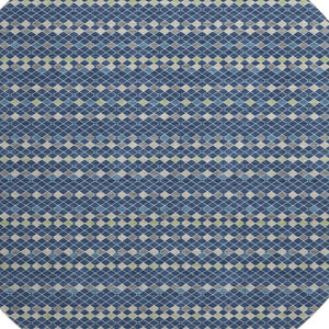HomeRoots 8' Washable Round Rug in Navy, Gray & Silver Stripes – UV Protected, Durable, Perfect for High-Traffic Areas 693543