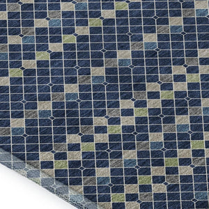 HomeRoots 9' X 12' Stylish Navy Blue, Gray & Silver Striped Washable Area Rug with UV Protection for Homes 693545