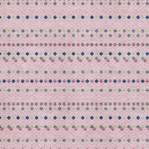 HomeRoots 8' Washable Area Rug with Striking Pink, Navy Blue & Gray Stripes - UV Protected & Stain Resistant! 693550