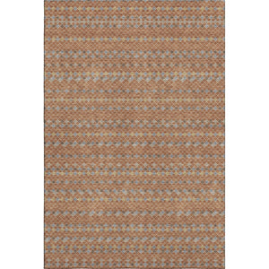 HomeRoots 5' X 8' Stylish Rust Blue Gold Striped Washable Area Rug – Durable, UV Protected, Pet-Friendly Design 693554