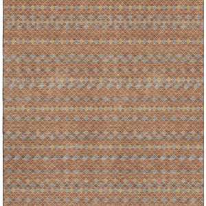 HomeRoots 5' X 8' Stylish Rust Blue Gold Striped Washable Area Rug – Durable, UV Protected, Pet-Friendly Design 693554