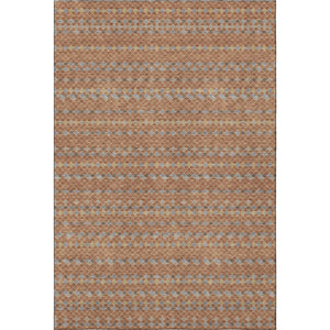 HomeRoots 8' Striped Washable Area Rug in Rust, Blue & Gold - UV Protection, Durable & Easy-Clean Design! 693556