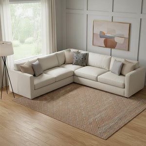HomeRoots 10' X 14' Stylish Rust Blue and Gold Striped Area Rug with UV Protection for Easy Care and Durability 693558