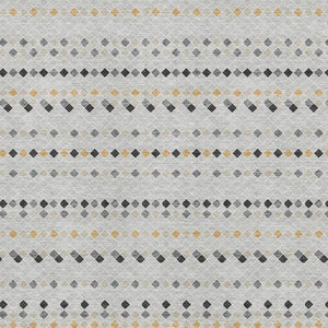 HomeRoots 8' Stylish Silver Gray and Gold Striped Washable Area Rug with UV Protection for High Traffic Spaces 693562