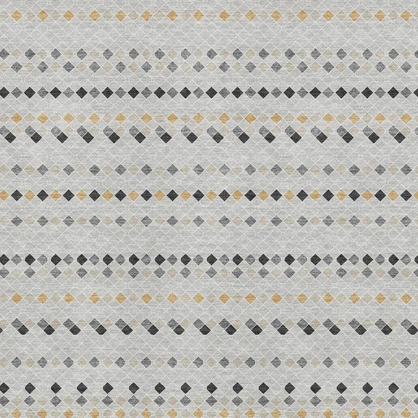 HomeRoots 8' Stylish Silver Gray and Gold Striped Washable Area Rug with UV Protection for High Traffic Spaces 693562