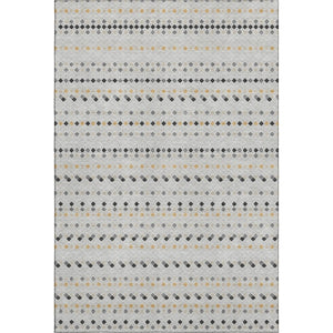 HomeRoots 9' X 12' Washable Silver Gray & Gold Striped Area Rug - UV Protected, Stylish, Stain Resistant Design 693563