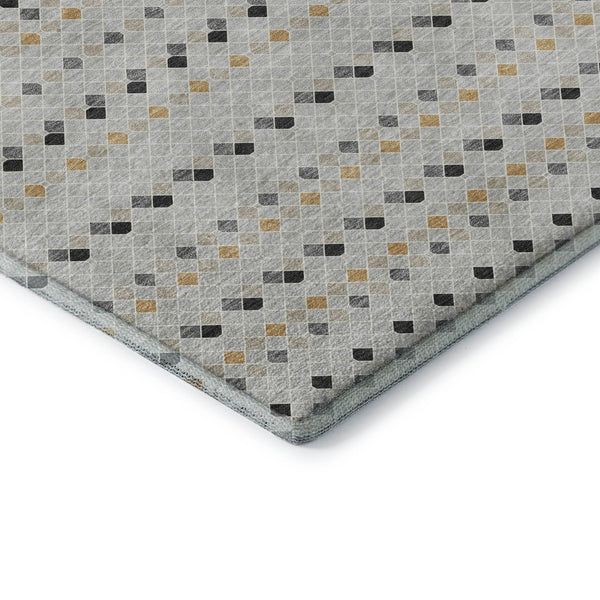 HomeRoots 9' X 12' Washable Silver Gray & Gold Striped Area Rug - UV Protected, Stylish, Stain Resistant Design 693563