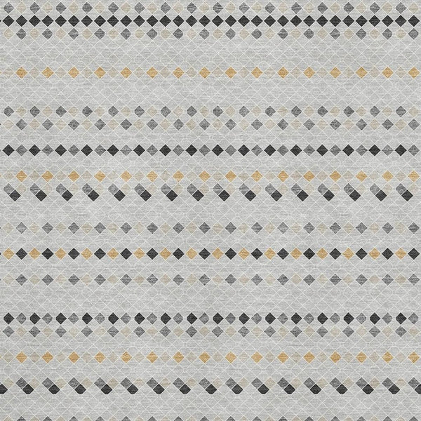 HomeRoots 9' X 12' Washable Silver Gray & Gold Striped Area Rug - UV Protected, Stylish, Stain Resistant Design 693563
