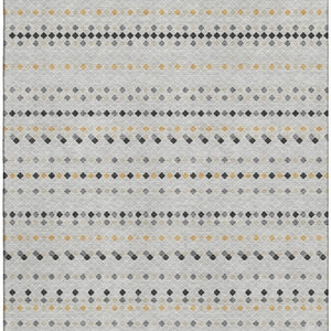 HomeRoots 9' X 12' Washable Silver Gray & Gold Striped Area Rug - UV Protected, Stylish, Stain Resistant Design 693563