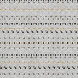 HomeRoots 10' Silver Gray & Gold Striped Washable Area Rug - UV Protected, Stain Resistant, Perfect for Families! 693564