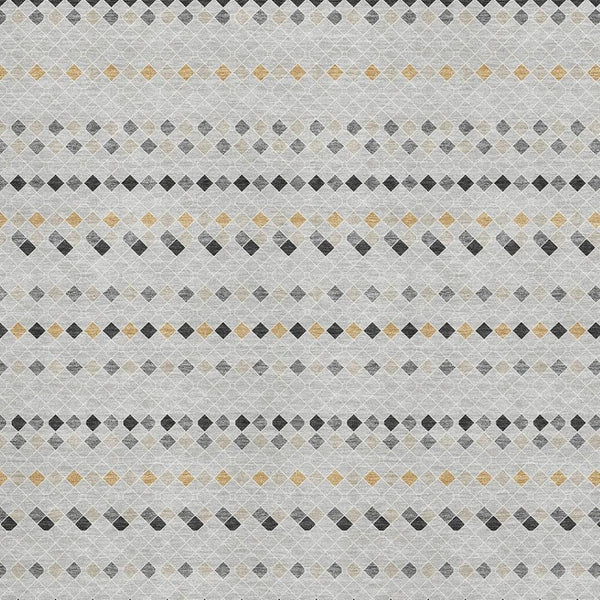 HomeRoots 10' Silver Gray & Gold Striped Washable Area Rug - UV Protected, Stain Resistant, Perfect for Families! 693564