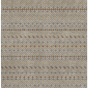 HomeRoots 5' X 8' Striped Taupe Copper & Gold Area Rug - Durable, Washable, UV Protected for Busy Homes! 693566