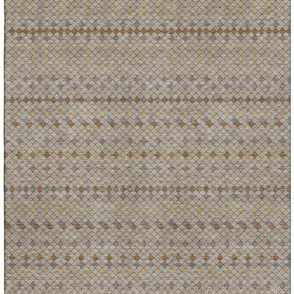 HomeRoots 5' X 8' Striped Taupe Copper & Gold Area Rug - Durable, Washable, UV Protected for Busy Homes! 693566