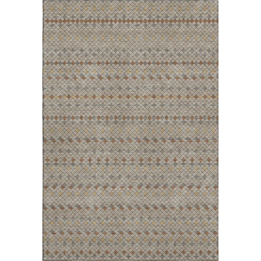 HomeRoots 9' X 12' Taupe Copper & Gold Striped Washable Area Rug - UV Protected, Soft, Durable & Stylish 693569