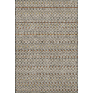 HomeRoots 9' X 12' Taupe Copper & Gold Striped Washable Area Rug - UV Protected, Soft, Durable & Stylish 693569