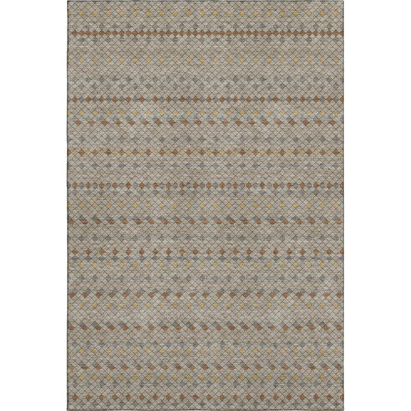HomeRoots 9' X 12' Taupe Copper & Gold Striped Washable Area Rug - UV Protected, Soft, Durable & Stylish 693569
