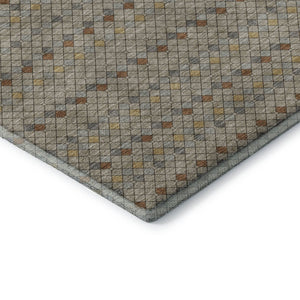 HomeRoots 9' X 12' Taupe Copper & Gold Striped Washable Area Rug - UV Protected, Soft, Durable & Stylish 693569