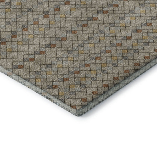 HomeRoots 9' X 12' Taupe Copper & Gold Striped Washable Area Rug - UV Protected, Soft, Durable & Stylish 693569