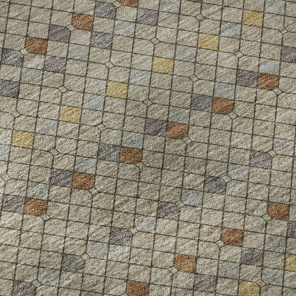 HomeRoots 9' X 12' Taupe Copper & Gold Striped Washable Area Rug - UV Protected, Soft, Durable & Stylish 693569