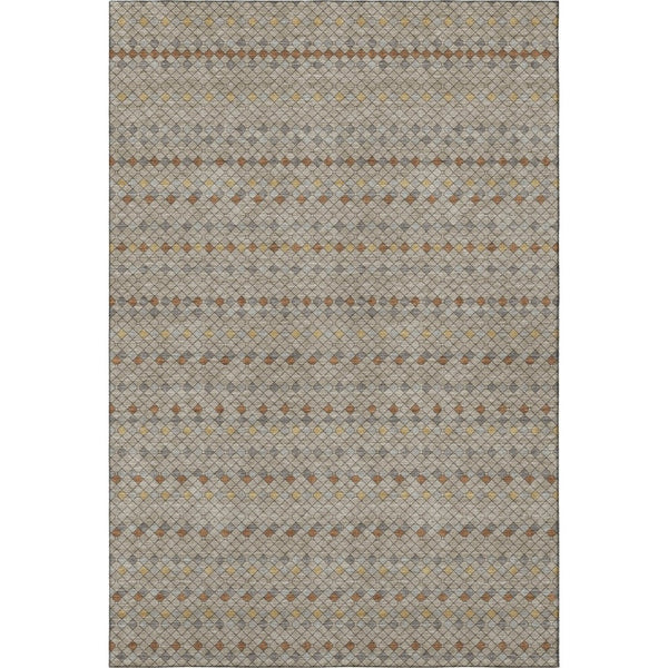 HomeRoots 9' X 12' Taupe Copper & Gold Striped Washable Area Rug - UV Protected, Soft, Durable & Stylish 693569