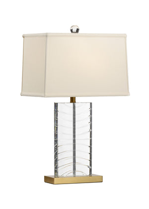Chelsea House Summerset Crystal Lamp With Patterned Clear Crystal & Antique Brass Accents For Elegant Lighting 69357