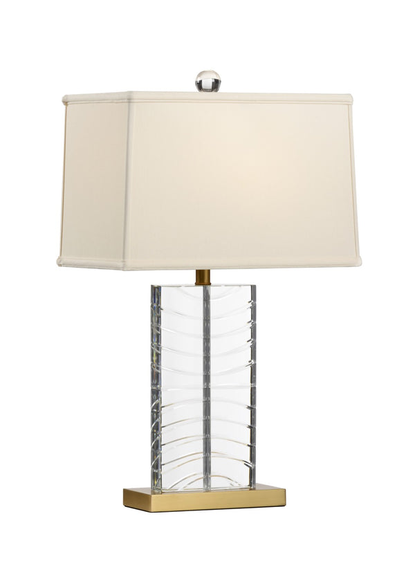 Chelsea House Summerset Crystal Lamp With Patterned Clear Crystal & Antique Brass Accents For Elegant Lighting 69357