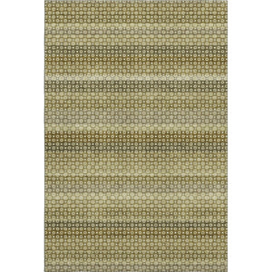 HomeRoots 5' X 8' Striped Washable Area Rug in Artichoke Green, Beige & Gray – UV Protected & Durable Design 693572