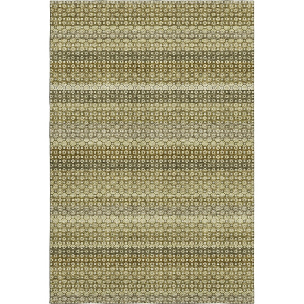 HomeRoots 9' X 12' Artichoke Green Striped Area Rug - Durable, Washable, UV Protected for Stylish Homes 693575