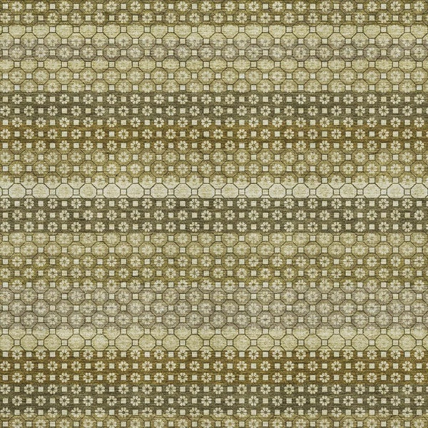 HomeRoots 10' Artichoke Green Striped Washable Area Rug - Durable, Stylish, Stain-Resistant with UV Protection! 693576