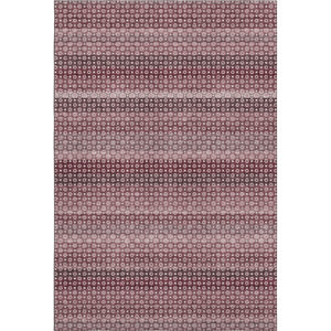 HomeRoots 5' X 8' Burgundy Merlot & Pink Striped Washable Area Rug with UV Protection for Stylish Living Spaces 693584