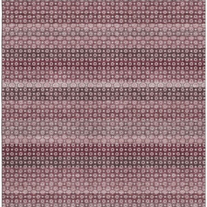 HomeRoots 5' X 8' Burgundy Merlot & Pink Striped Washable Area Rug with UV Protection for Stylish Living Spaces 693584