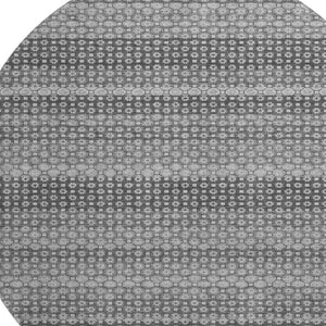 HomeRoots 8' Round Rug - Gray, Silver & Charcoal Stripes - Washable, UV Protected, Durable for High-Traffic Areas 693591