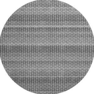 HomeRoots 8' Round Rug - Gray, Silver & Charcoal Stripes - Washable, UV Protected, Durable for High-Traffic Areas 693591