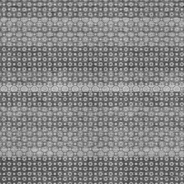 HomeRoots 8' Gray Silver and Charcoal Striped Area Rug - Washable, UV Protected, Durable for High-Traffic Homes 693592