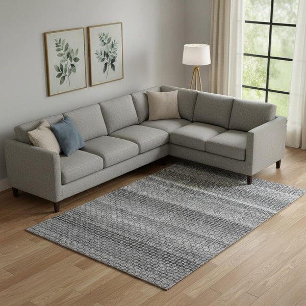 HomeRoots 9' X 12' Stylish Gray Silver Charcoal Striped Area Rug – Washable, UV-Protected & Perfect for High-Traffic Spaces! 693593