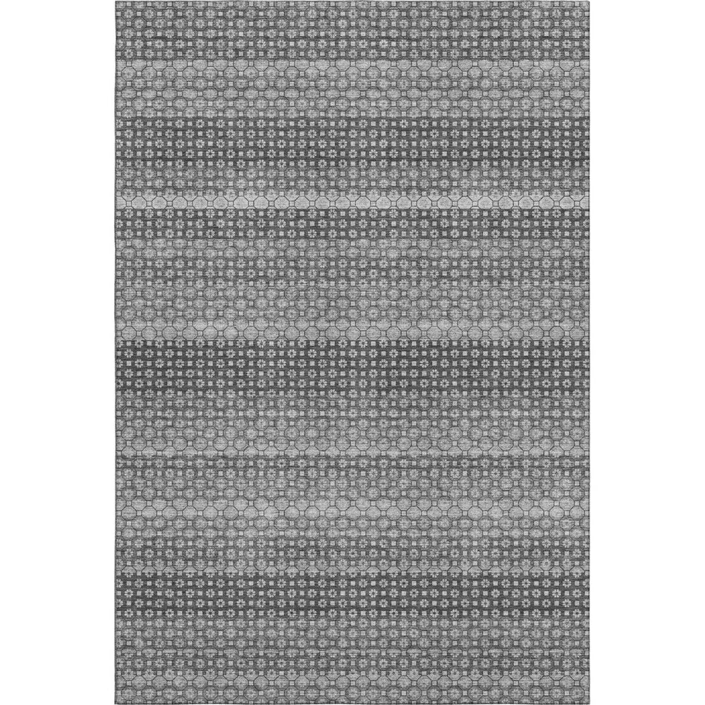 HomeRoots 10' Gray Silver Charcoal Striped Washable Area Rug - UV Protected, Durable, Stain Resistant Design 693594