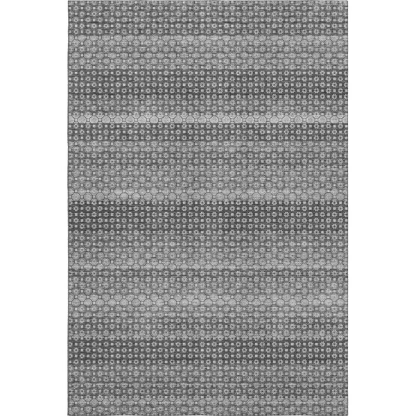 HomeRoots 10' Gray Silver Charcoal Striped Washable Area Rug - UV Protected, Durable, Stain Resistant Design 693594