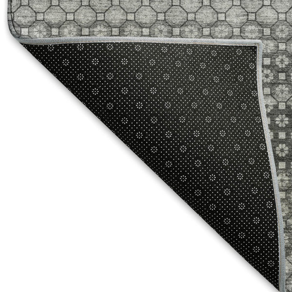 HomeRoots 10' Gray Silver Charcoal Striped Washable Area Rug - UV Protected, Durable, Stain Resistant Design 693594