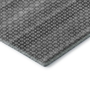 HomeRoots 10' Gray Silver Charcoal Striped Washable Area Rug - UV Protected, Durable, Stain Resistant Design 693594