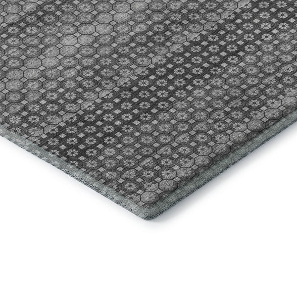 HomeRoots 10' Gray Silver Charcoal Striped Washable Area Rug - UV Protected, Durable, Stain Resistant Design 693594
