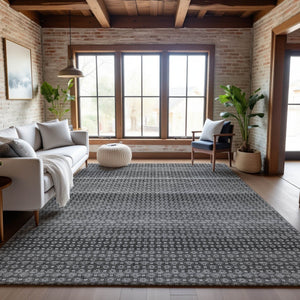 HomeRoots 10' Gray Silver Charcoal Striped Washable Area Rug - UV Protected, Durable, Stain Resistant Design 693594