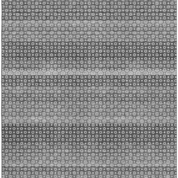 HomeRoots 10' Gray Silver Charcoal Striped Washable Area Rug - UV Protected, Durable, Stain Resistant Design 693594
