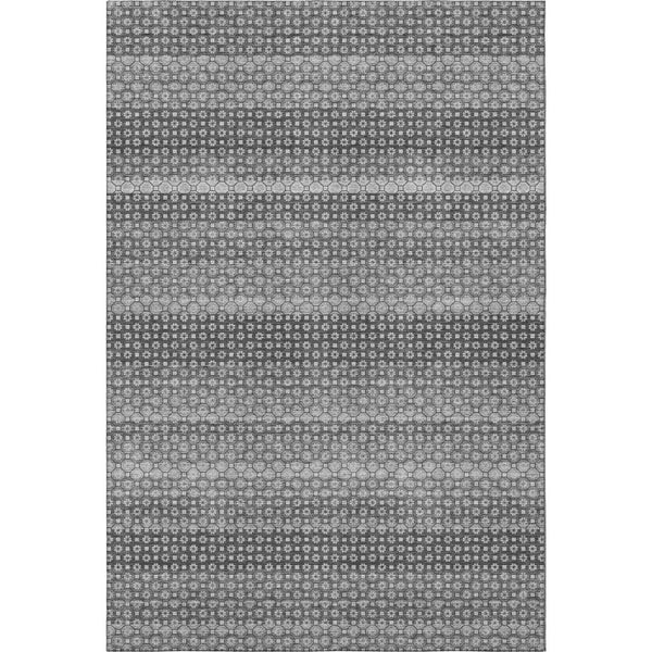 HomeRoots 10' Gray Silver Charcoal Striped Washable Area Rug - UV Protected, Durable, Stain Resistant Design 693594