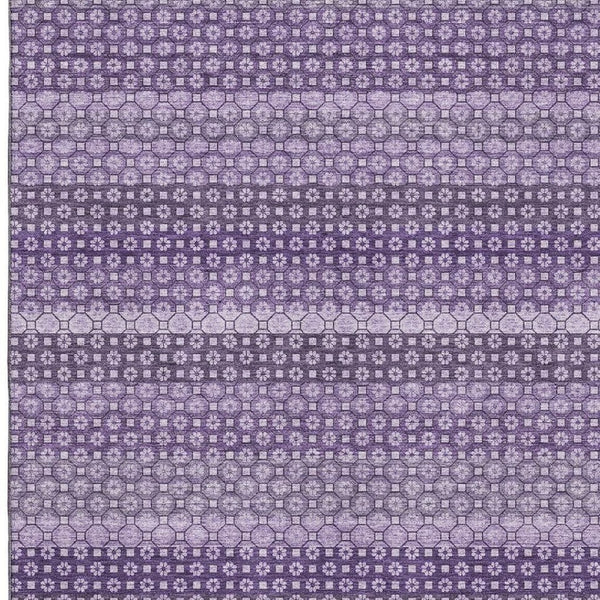HomeRoots 5' X 8' Soft Lavender & Lilac Striped Washable Area Rug with UV Protection for Everyday Use 693596