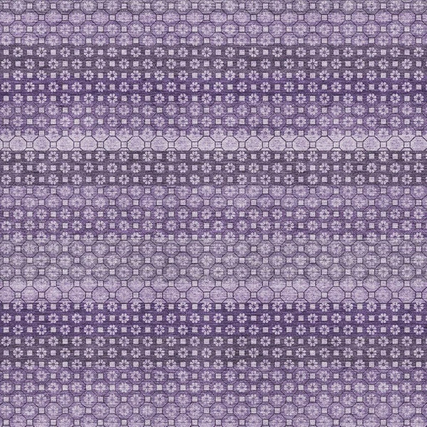 HomeRoots 8' Lavender And Lilac Striped Area Rug – Durable, Stain Resistant, UV Protected for Stylish Homes 693598