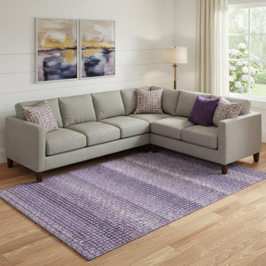 HomeRoots 9' X 12' Striped Lavender and Lilac Washable Area Rug - UV Protected, Stain Resistant, Soft Touch 693599
