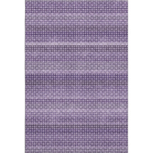 HomeRoots 9' X 12' Striped Lavender and Lilac Washable Area Rug - UV Protected, Stain Resistant, Soft Touch 693599