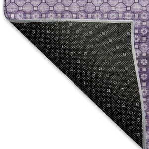 HomeRoots 9' X 12' Striped Lavender and Lilac Washable Area Rug - UV Protected, Stain Resistant, Soft Touch 693599
