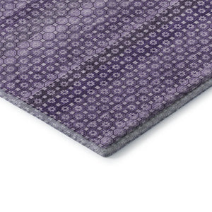 HomeRoots 9' X 12' Striped Lavender and Lilac Washable Area Rug - UV Protected, Stain Resistant, Soft Touch 693599