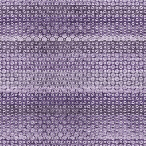 HomeRoots 9' X 12' Striped Lavender and Lilac Washable Area Rug - UV Protected, Stain Resistant, Soft Touch 693599